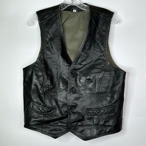 Vintage Rover & Lakes Germany Leather Motorcycle Vest Size 50 42" Chest